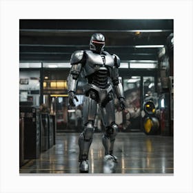 Robot In A Warehouse Canvas Print