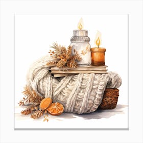 Winter Scene With Candles Canvas Print