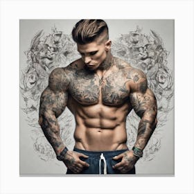 Tattooed Bodybuilder Canvas Print