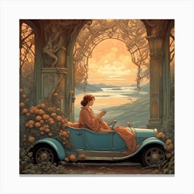 Girl In A Car 2 Canvas Print