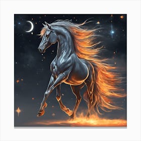 Horse In The Night Sky Canvas Print