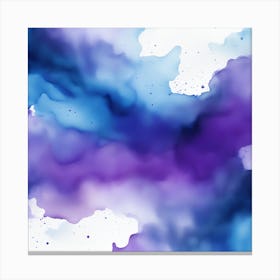 Beautiful blue purple abstract background. Drawn, hand-painted aquarelle. Wet watercolor pattern. Artistic background with copy space for design. Vivid web banner. Liquid, flow, fluid effect. Canvas Print