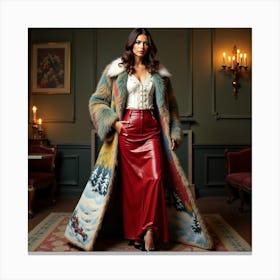 Woman In A Fur Coat 4 Canvas Print