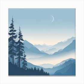 Misty mountains background in blue tone 55 Canvas Print