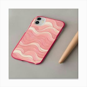 Wavy Land 4 Red And Pink Phone (1) Canvas Print