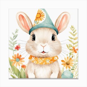 Floral Baby Rabbit Nursery Illustration (32) Canvas Print