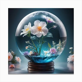 Water Globe With Flowers Canvas Print