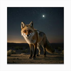 Fox At Night 1 Canvas Print