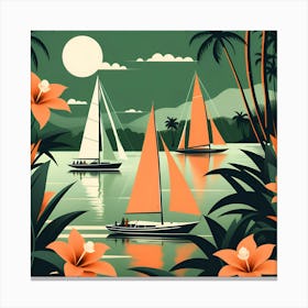 Sailboats On The Water Canvas Print