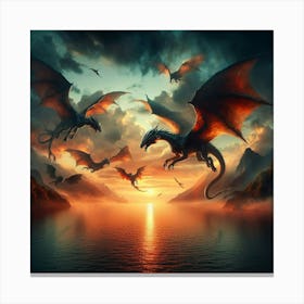 Dragons Flying In The Sky 1 Canvas Print