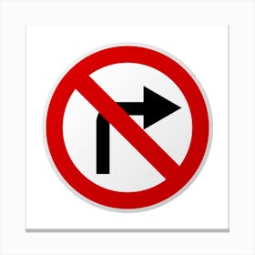 No Right Turn Sign.A fine artistic print that decorates the place.54 Canvas Print