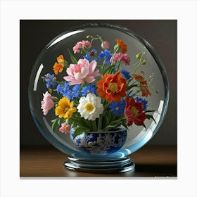 Flowers In A Glass Ball 1 Canvas Print