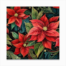 Poinsettia Seamless Pattern Canvas Print
