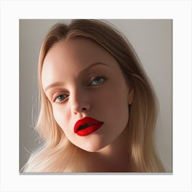 Portrait Of A Woman With Red Lips Canvas Print