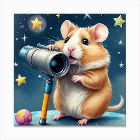 Hamster With Telescope 10 Canvas Print