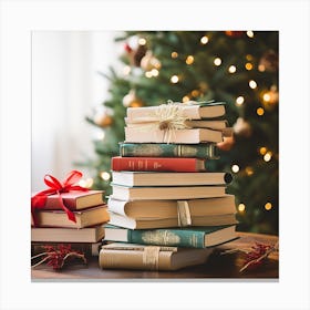 Christmas Books On A Table 1 Canvas Print