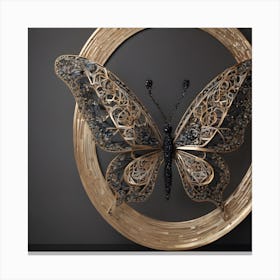 Butterfly In A Frame Canvas Print