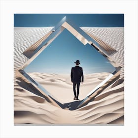 Man Walking Through A Desert Canvas Print