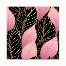 Gold And Pink Leaves Canvas Print