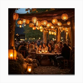 A Lively Autumn Festival Drenched In Rustic Charm Cascading Lanterns Of Burnished Gold And Amber (5) Canvas Print