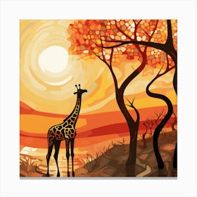 Giraffe At Sunset 1 Canvas Print