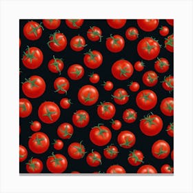 Red Tomatoes On Black Background 6 Canvas Print