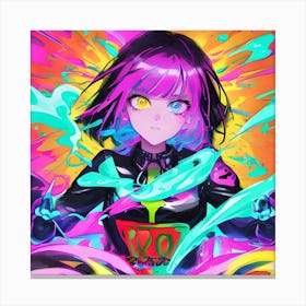 Anime Pastel Dream Bold Neon Colors Cartoon Style Illustration 2 (1) Canvas Print