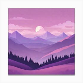 Misty mountains background in purple tone 120 Canvas Print