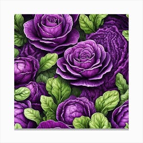 Purple Cabbage Seamless Pattern Canvas Print