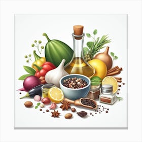 Spices And Herbs Canvas Print