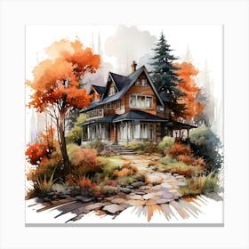 Watercolor Of A House Canvas Print