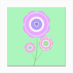 Pastel Flower Bunch Green Canvas Print