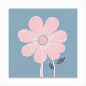 A White And Pink Flower In Minimalist Style Square Composition 260 Canvas Print