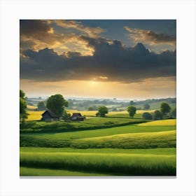 Sunset In The Countryside Canvas Print