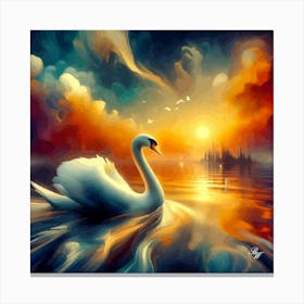 Swan At Sunset 2 001 001 Copy Canvas Print