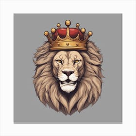 Face portrait of a lion in a crown Canvas Print