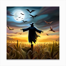 Scarecrow and Bats 2 Canvas Print