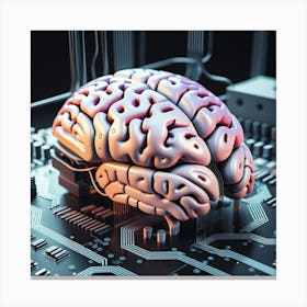 Brain On A Circuit Board 20 Canvas Print