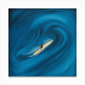 A Lone Surfer Rides The Waves Acrylic Painting Canvas Print