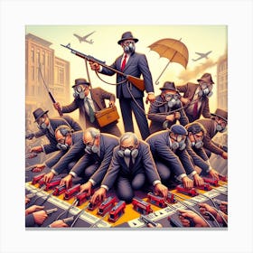 Group Of Men With Gas Masks Canvas Print