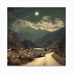 Travel By Moonlight Vintage Photo Canvas Print
