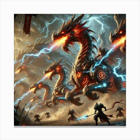 A Dramatic Battle Scene Showing The Dragon Riders Canvas Print