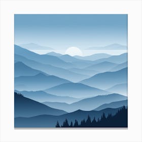 Misty mountains background in blue tone 56 Canvas Print