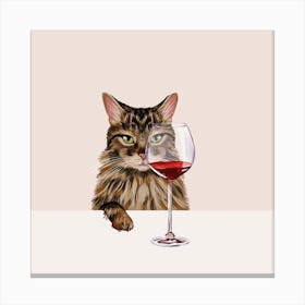 Long haired Tabby Wine Cat Canvas Print