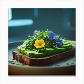 Avocado Toast With Flowers Canvas Print