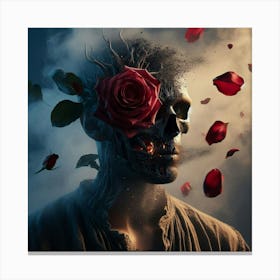 Skull And Roses Canvas Print