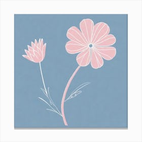 A White And Pink Flower In Minimalist Style Square Composition 701 Canvas Print