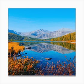 Scenic view of mountains and lake Canvas Print