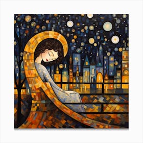 Lady In The Night Park Canvas Print