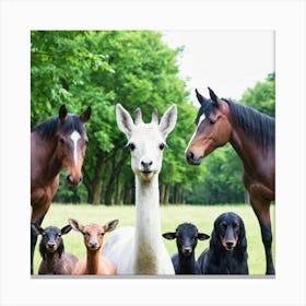 Llamas And Dogs Canvas Print